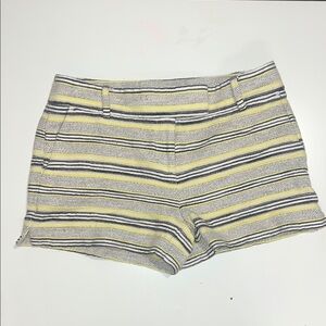 LOFT Shorts Womens Sz 4 Yellow Stripe Tweed Flat Front Darted Pockets